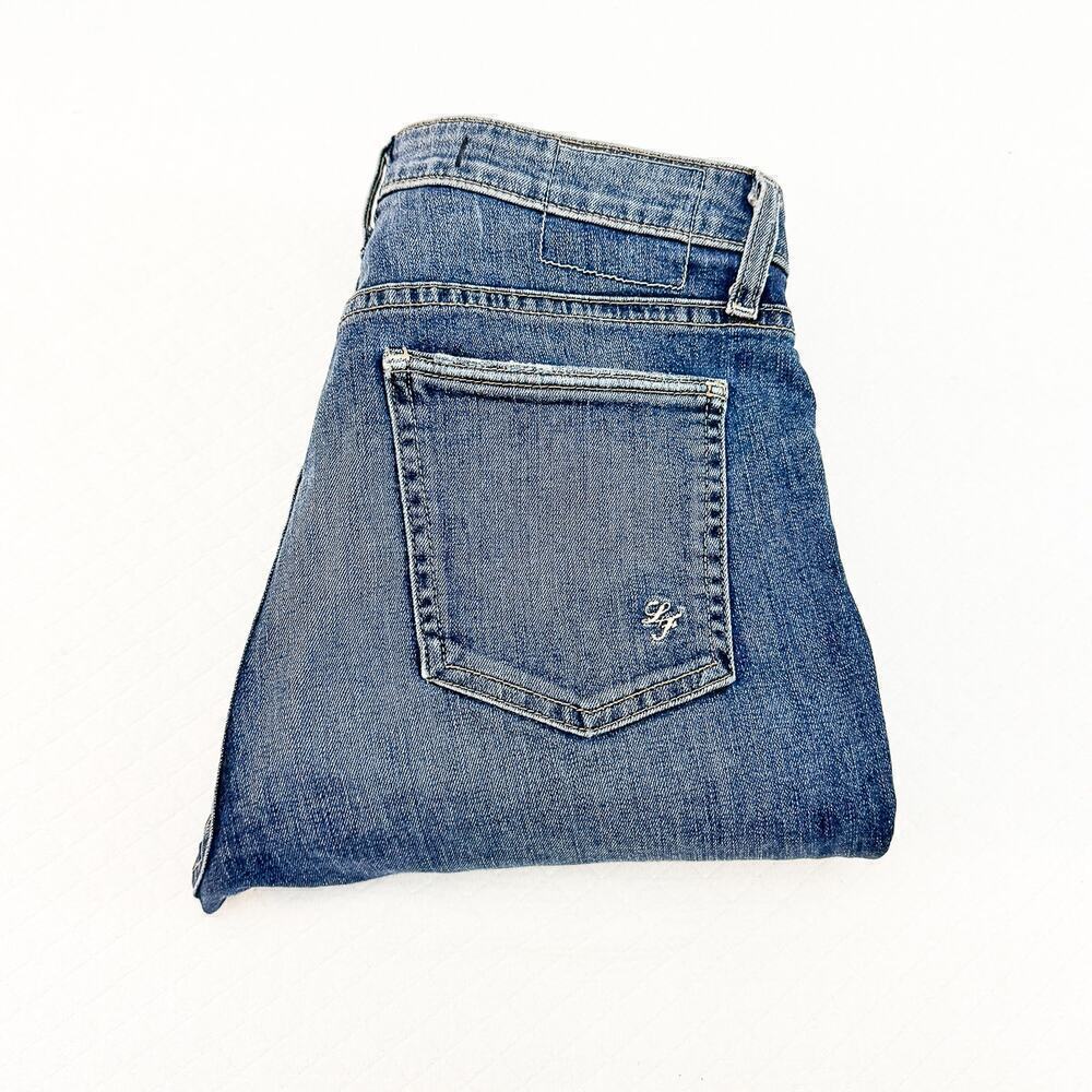 Lovers & Friends Ripped Denim Jeans Raw Hem Med/Dark Wash Size 27